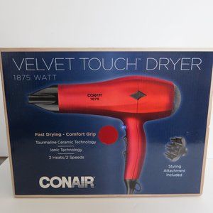 New Open Box Conair Velvet Touch Red Hair Dryer 1875 Watt